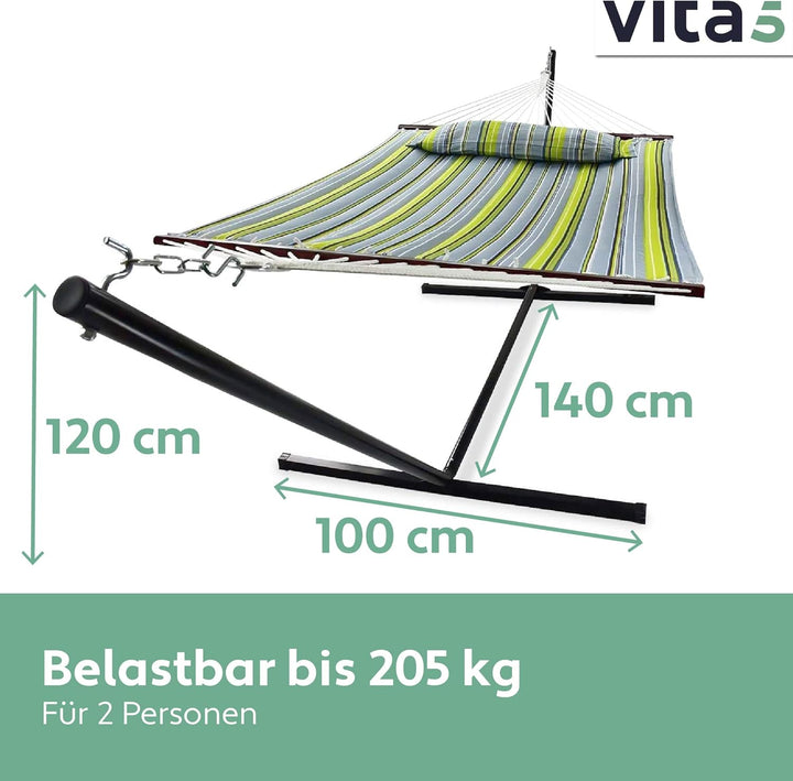 VITA5 Hängematte Outdoor - Hängematte mit Gestell für den Garten, Pool & Balkon - Grosszügige Hängem