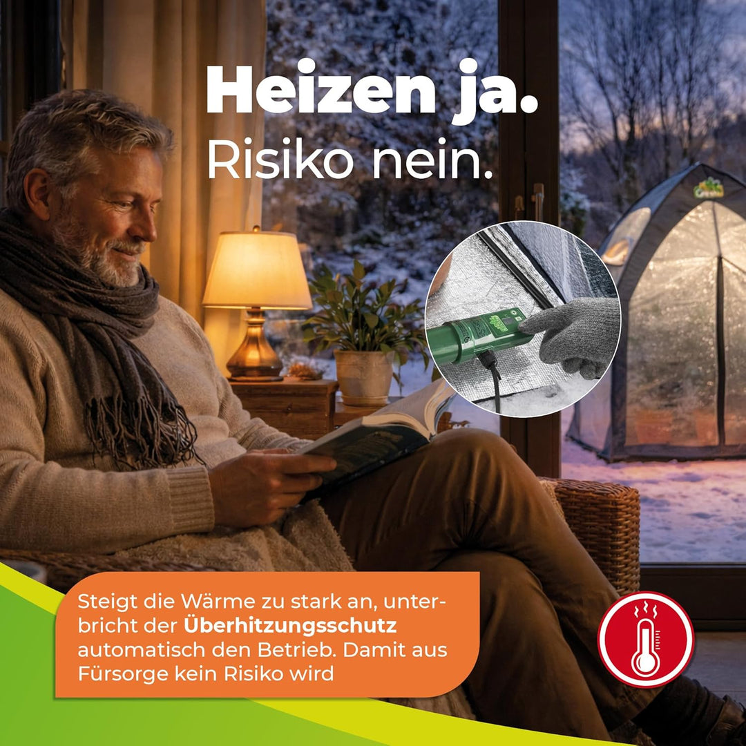 BioGreen elektrische Heizung für Gewächshäuser | Frostwächter inkl. Digitalthermostat | 135 W Gewäch
