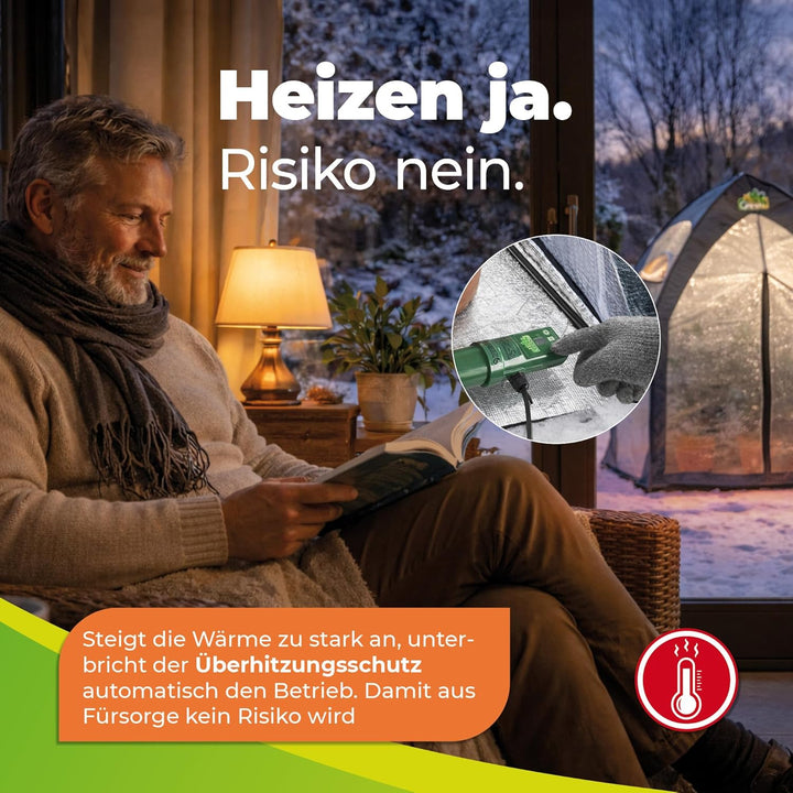 BioGreen elektrische Heizung für Gewächshäuser | Frostwächter inkl. Digitalthermostat | 135 W Gewäch
