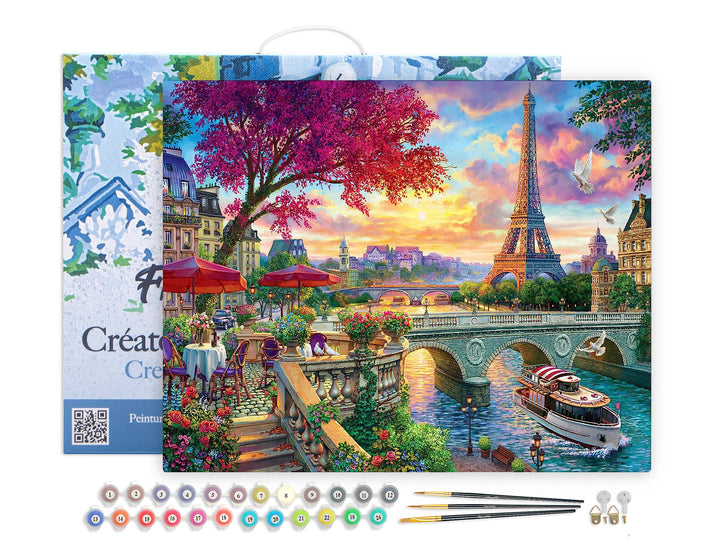 Figured'Art Malen Nach Zahlen Erwachsene Mit Rahmen Abendessen am Ufer der Seine - Paint by Numbers