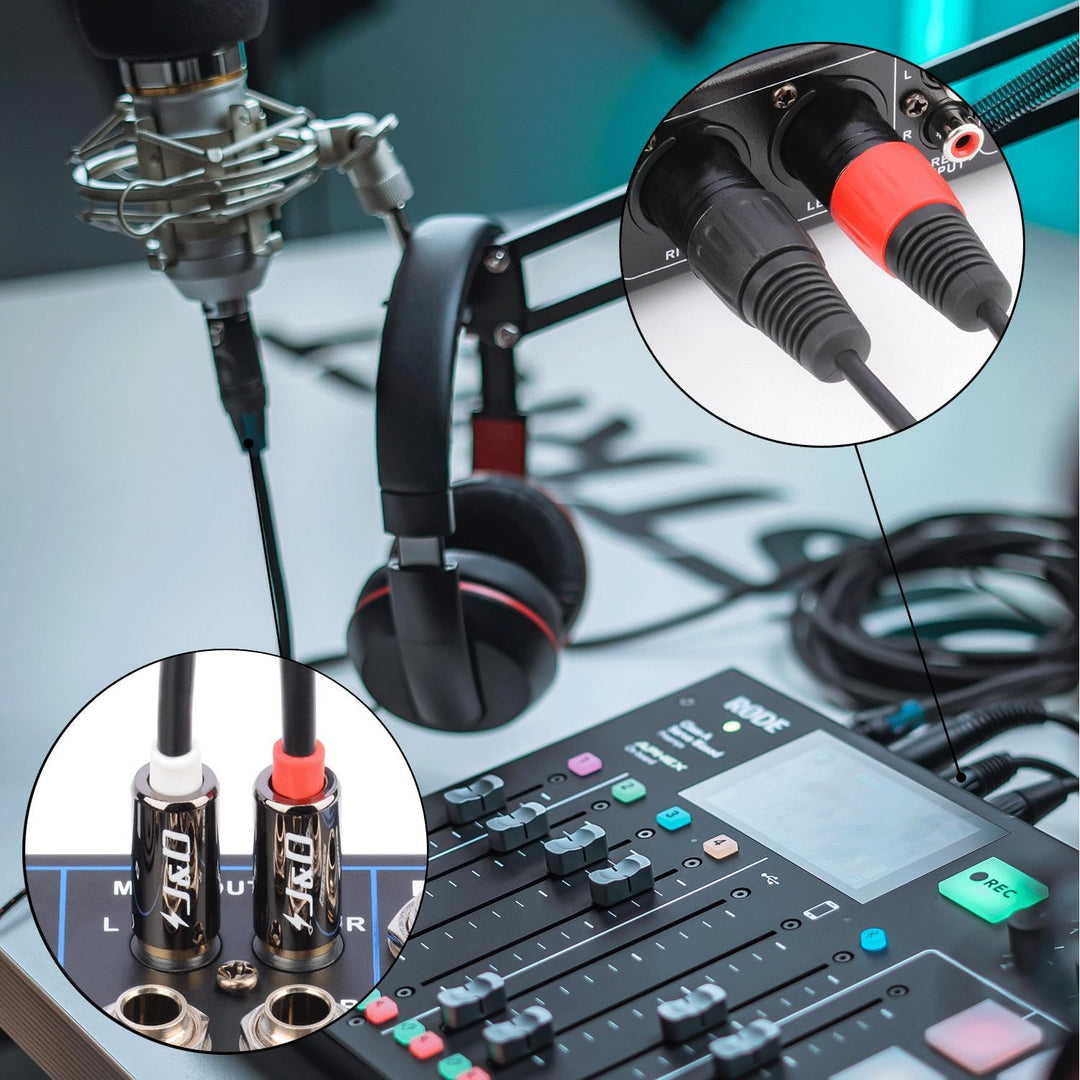 J&amp;D Dual Cinch-Stecker auf Dual XLR-Stecker (4,5 Meter), 2 Cinch auf 2 XLR Male HiFi Stereo Audio Ve