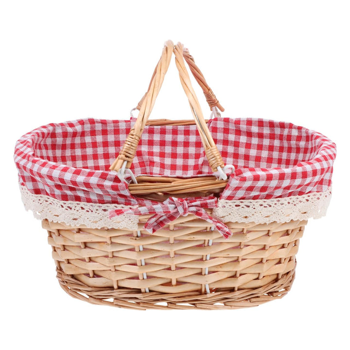 BESTonZON Picknickkorb aus Weide, geflochtener Korb mit Liner &amp; Henkel – Deko &amp; Aufbewahrung für Cam