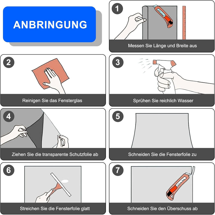 Ohmywor Fensterfolie Sonnenschutz Selbsthaftend Sichtschutz Hitzeschutz Fensterfolie von Aussen Durc