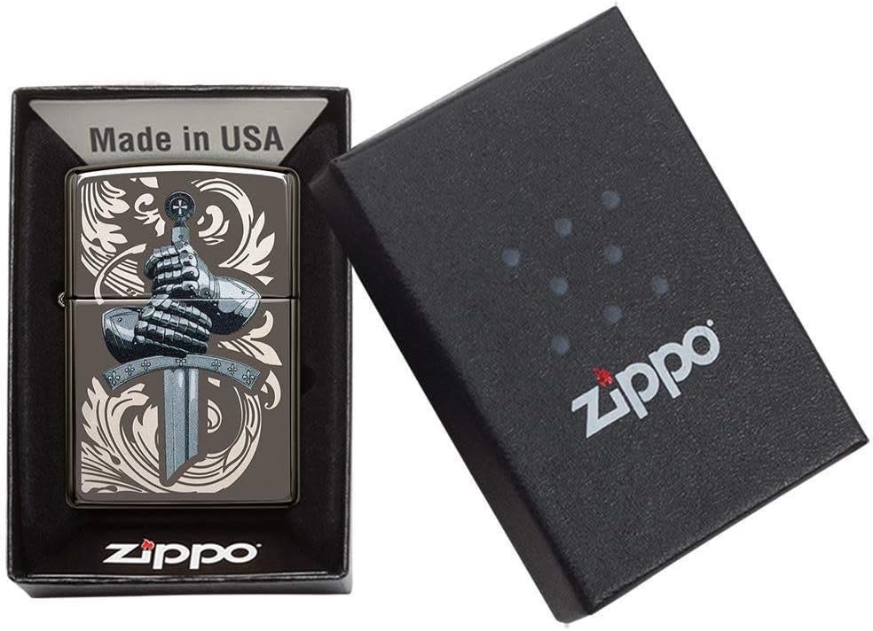 Zippo 49127 Unisex-Erwachsene Knights Glove Design Black IcePocketLighterFeuerzeug,Einheitsgrösse, B