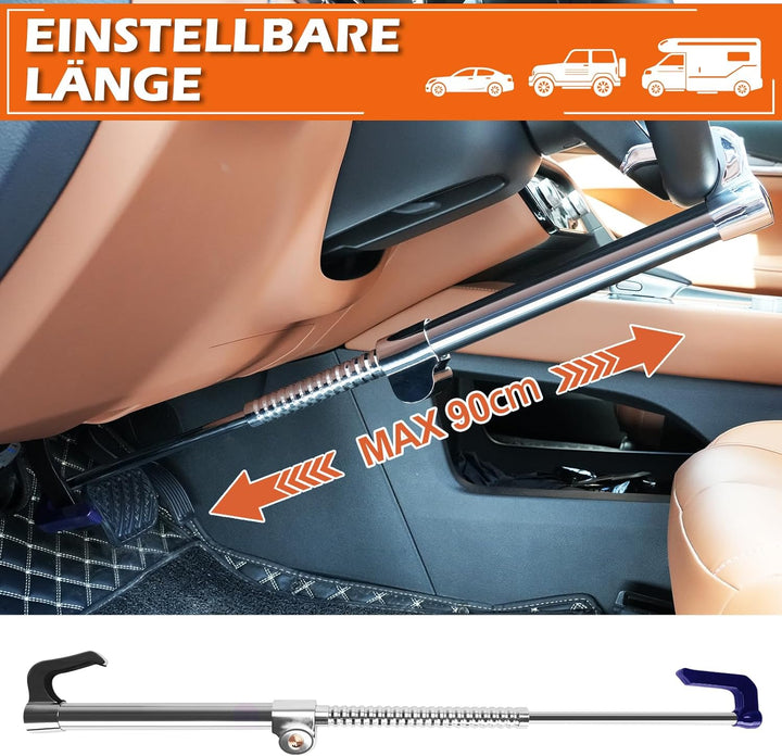 Tevlaphee Auto Lenkradschloss Bremspedal Kupplungsschloss Versenkbarer Haken Universelle Diebstahlsi