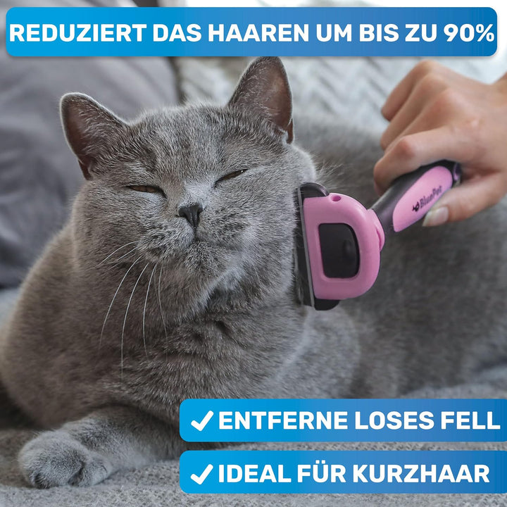 BluePet Katzenbürste & Hundebürste Kurzhaar zum Entfernen von losem Fell & Unterwolle I Bis zu 90% w