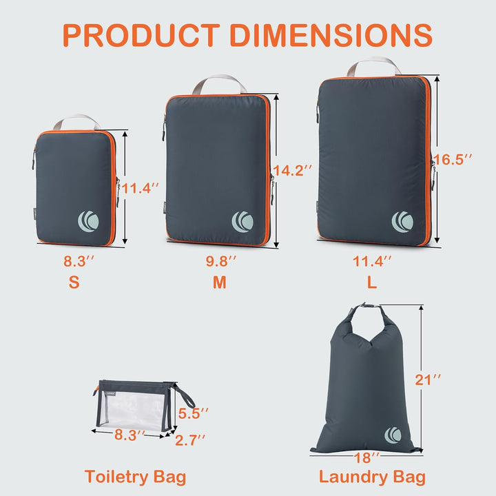 Cipway Kompression Koffer Organizer Set für Rucksack ，Ultraleichte Packtaschen Compression Packing C