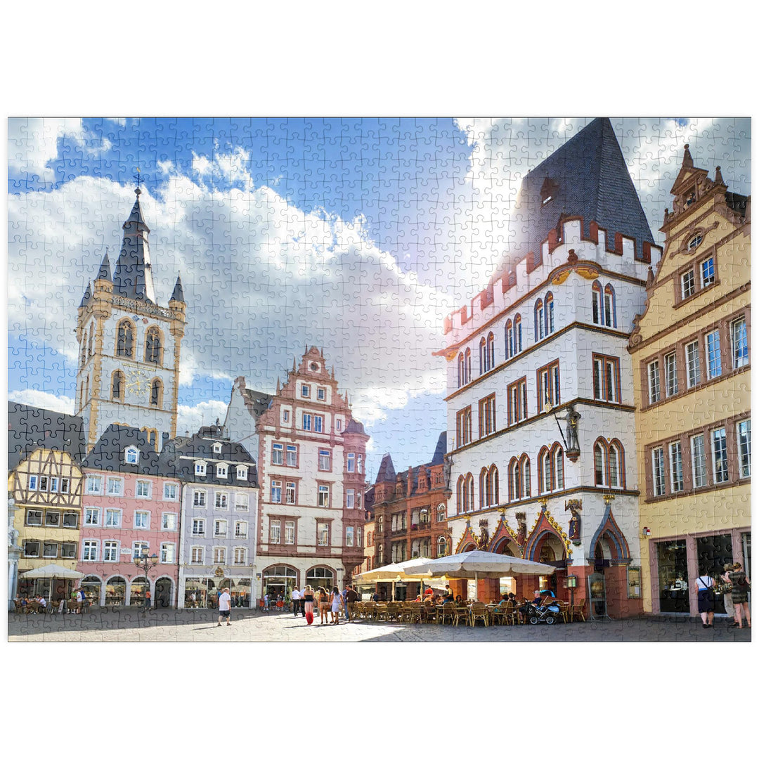 Trier, Marktplatz mit Steipe im Stadtzentrum der antiken römischen Stadt - Premium 1000 Teile Puzzle