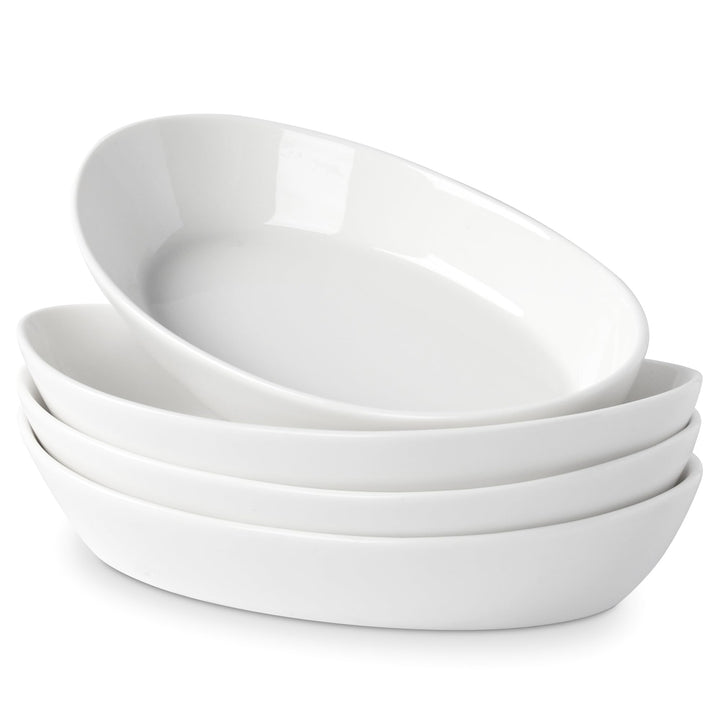 Auflaufform Porzellan 4er Set, Ovale Mini Auflaufform Ofen-Backform für je 1 Portion, Auflaufform kl