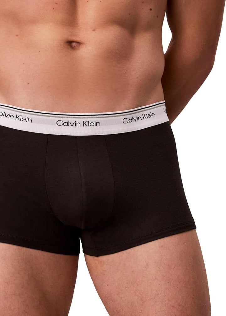 Calvin Klein Herren 3er Pack Boxershorts Low Rise Trunks Baumwolle mit Stretch M Black (Black/Wrappe