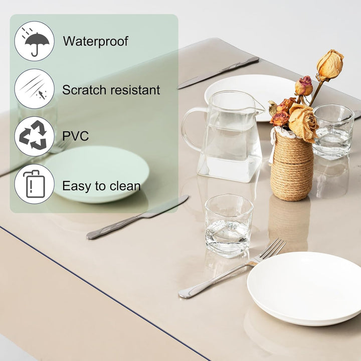WOLTU Tischdecke 2 mm Wasserdicht Transparent | Durchsichtige Tischfolie aus PVC | Rechteckiger Tisc