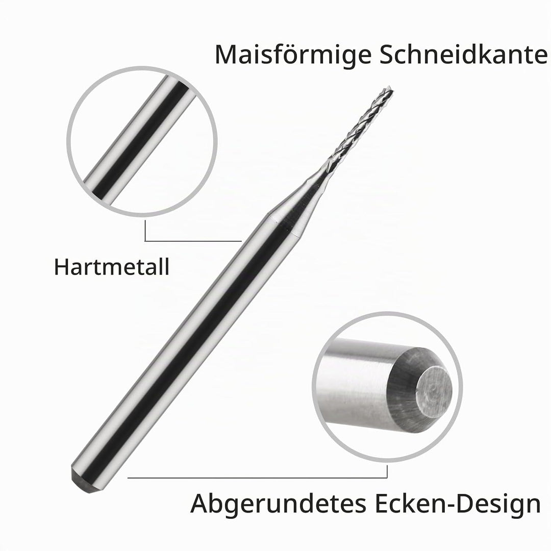0,5 mm Schaftfräser CED Hartmetall Schaftfräser Gravierfräser CNC-Fräser für PCB-Maschine, 10 Stück