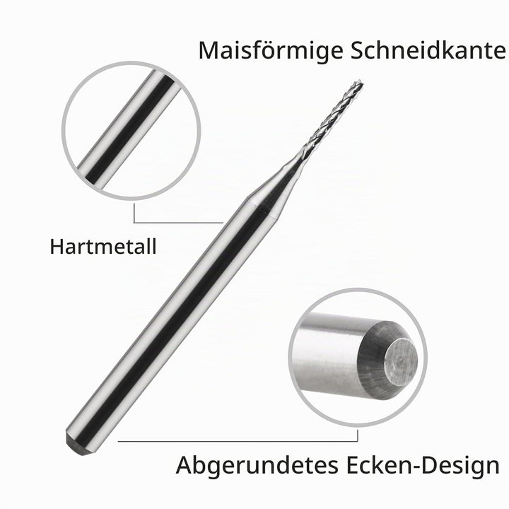 0,5 mm Schaftfräser CED Hartmetall Schaftfräser Gravierfräser CNC-Fräser für PCB-Maschine, 10 Stück