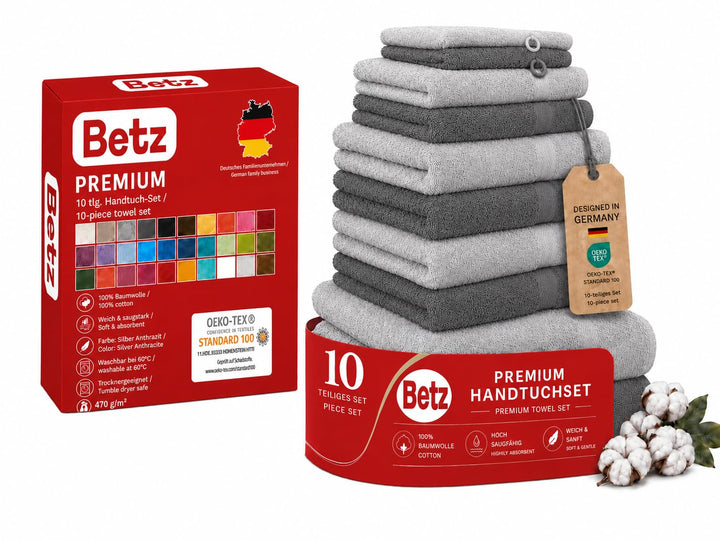 Betz 10er Premium Frottier Handtuch-Set - 2X Duschtücher - 4X Handtücher - 2X Gästetücher - 2X Wasch
