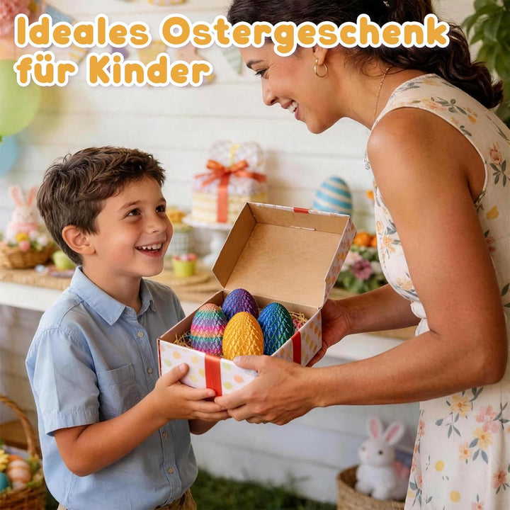 4er Set 3D Drachenei mit Drache – 13 cm bewegliche Gelenke Drachen spielzeuge, Kristall Drachen, Kin