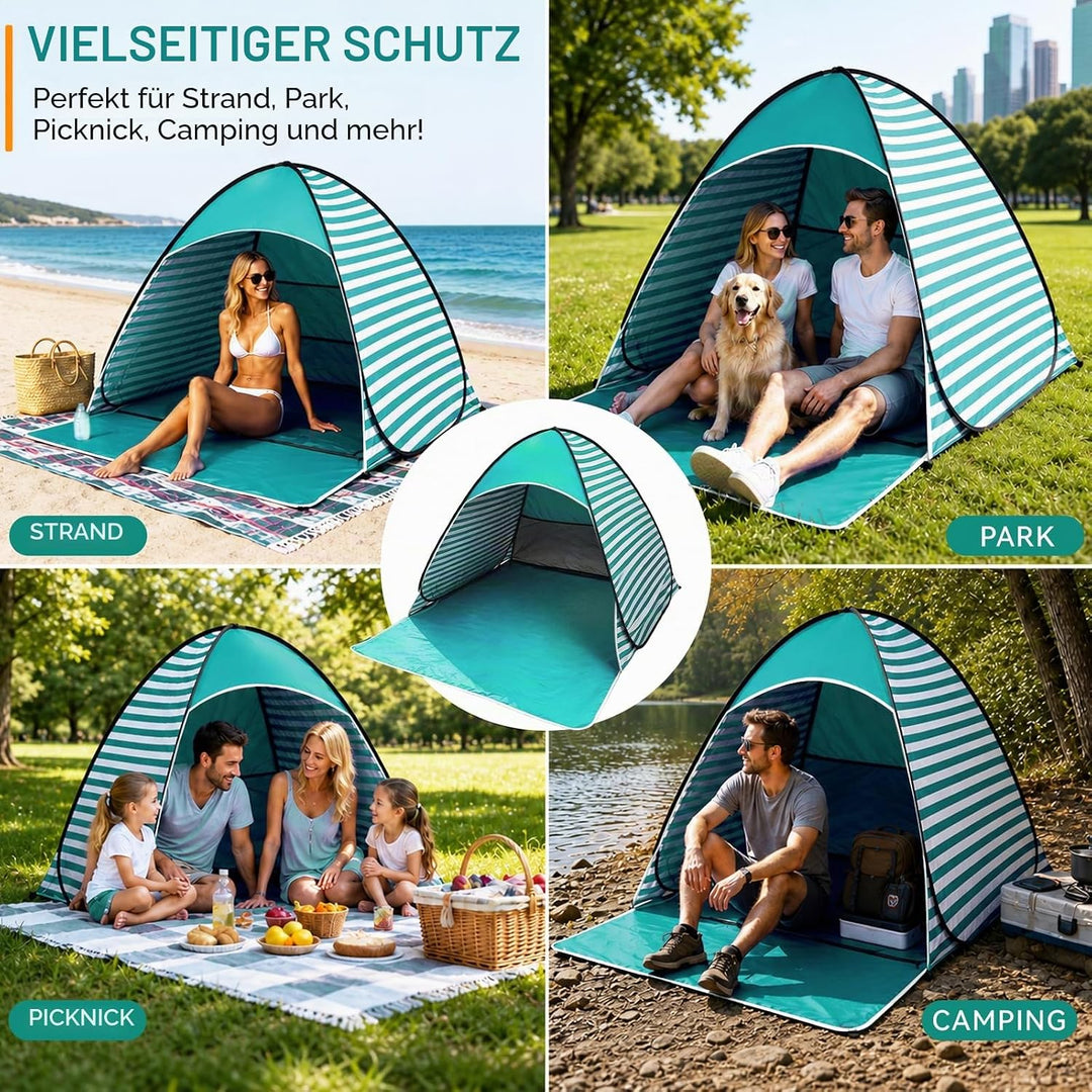 Pop Up Strandmuschel, Strandmuschel Pop Up Strandzelt, UV-Schutz 50+, geeignet für 2-3 Personen, ink