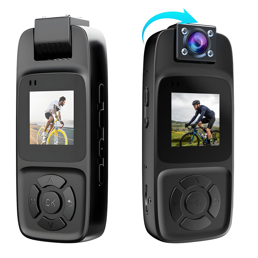 BodyCam 256G IPX7 Wasserdicht mit Nachtsichtfunktion,4K Körperkameras mit 180°Drehbarer Kamera, 180