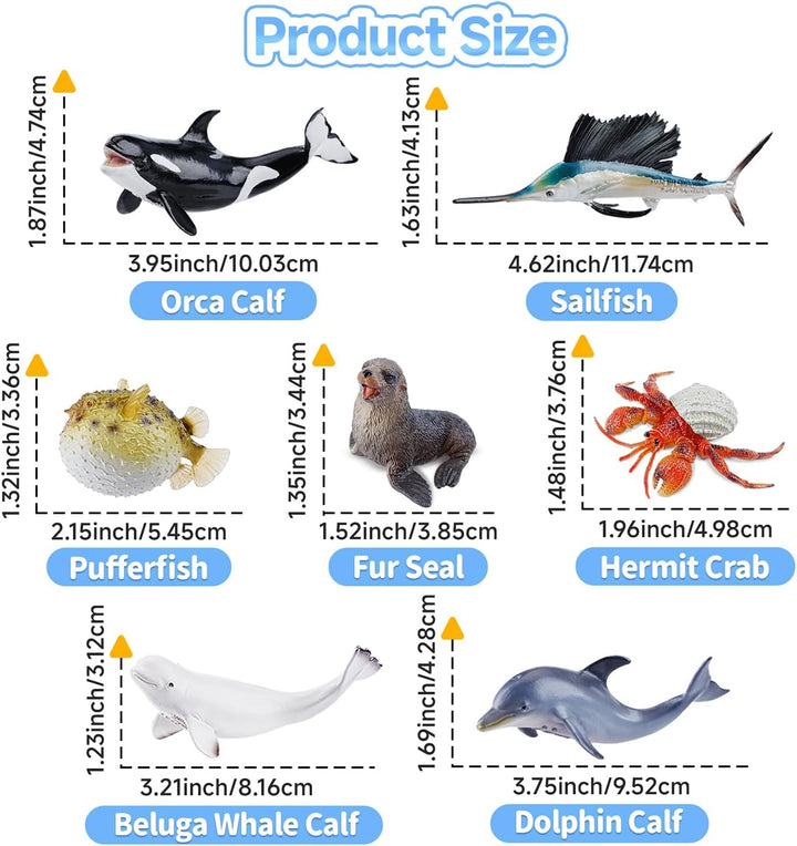 TOYMANY 16 Stück Meerestierfigurenset Ocean Spielfiguren Spielzeug 16Stück Meerestiere, 16Stück Meer