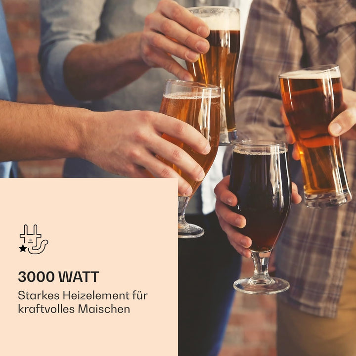 Klarstein Bierbrauset, Bierbrauanlage, Maischekessel zum Bier Brauen, Bier-Selbstbrauset, Selber Bie