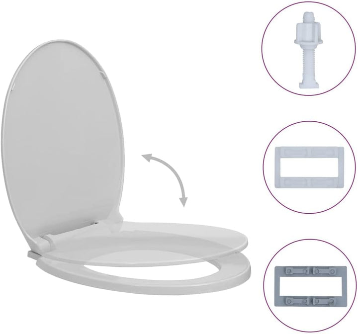 HOMIUSE Toilettendeckel 46x34 cm Toilettensitz mit Absenkautomatik Hellgrau Oval Wc Sitz mit Absenka