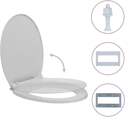 HOMIUSE Toilettendeckel 46x34 cm Toilettensitz mit Absenkautomatik Hellgrau Oval Wc Sitz mit Absenka