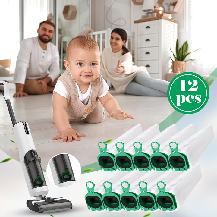12 Stück Staubbeutel für Vorwerk Kobold VB100,Staubsaugerbeutel,Mit 3 Motorfiltern, 1 Bürsten, Staub