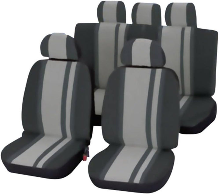 Unitec 84957 Sitzbezugset Newline, 14-teilig, Grau/Schwarz