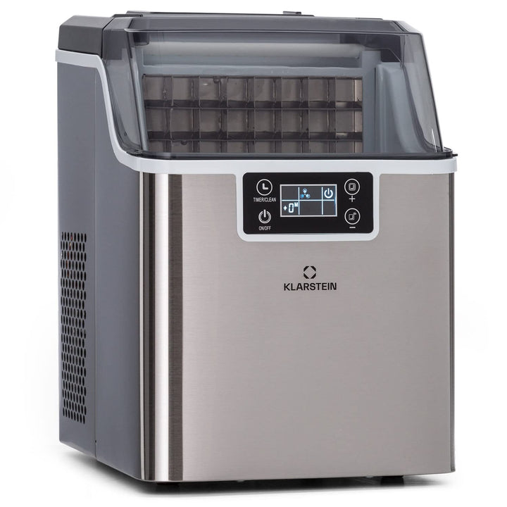 Klarstein Eiswürfelmaschine für Zuhause Camping Gastro, Schnelle Mini Eiswürfelmaschine Klein, Profi