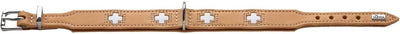 HUNTER SWISS Hundehalsband, Leder, hochwertig, schweizer Kreuz, 50 (S-M), natur/beige natur/beige 50