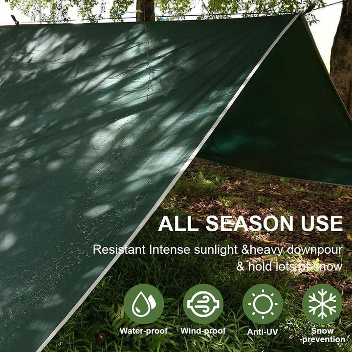 Bessport Zeltplane, Camping Zelt Tarp 3m x 3m/3m x 4m Wasserdicht PU3000 mm Tarp für Hängematte, mit