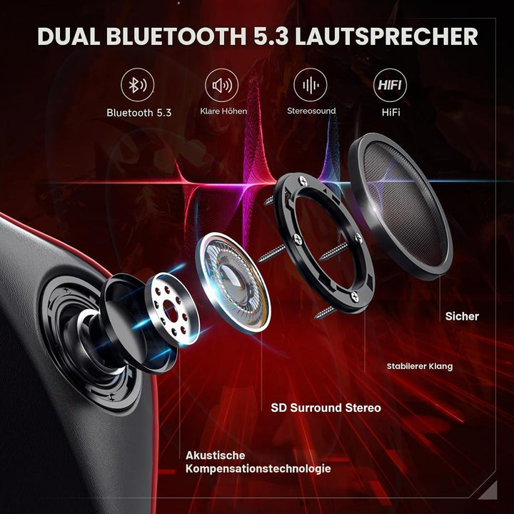 GTPLAYER Gaming Stuhl mit Fussstützen Lautsprecher Bluetooth, Gamer Stuhl Ergonomischer Computerstuh