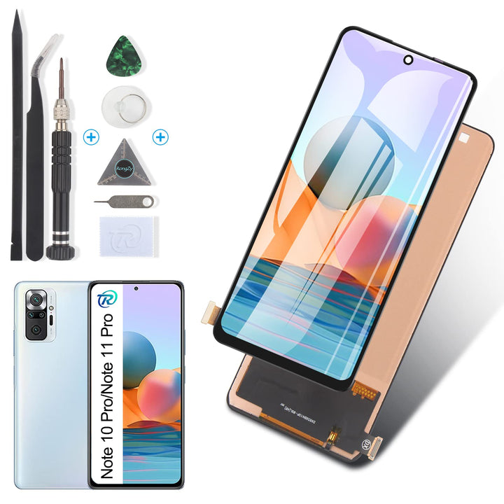 RongZy Kompatibel mit Xiaomi Redmi Note 10 Pro/Note 11 Pro 4G/5G/Note 10 Pro Max Ersatz Bildschirm L
