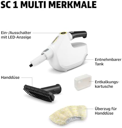 Kärcher Dampfreiniger SC 1 Multi, Aufheizzeit: 30 s, Heizleistung: 1.300 W, Flächenleistung: 30m², T