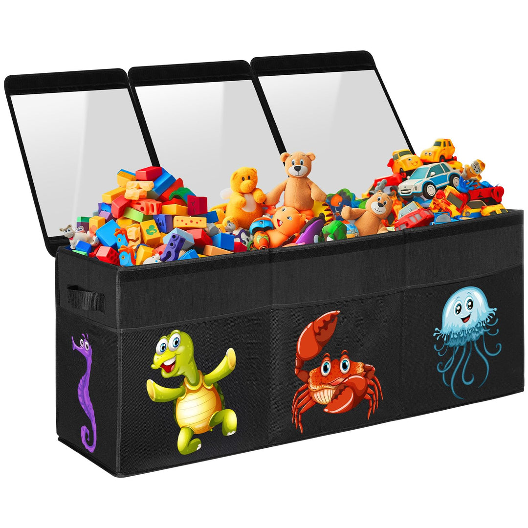 YOHOOLYO Faltbare Spielzeugkiste für Kinder, mit Deckel, 155 l, extra gross, Tragkraft bis 160 kg, S