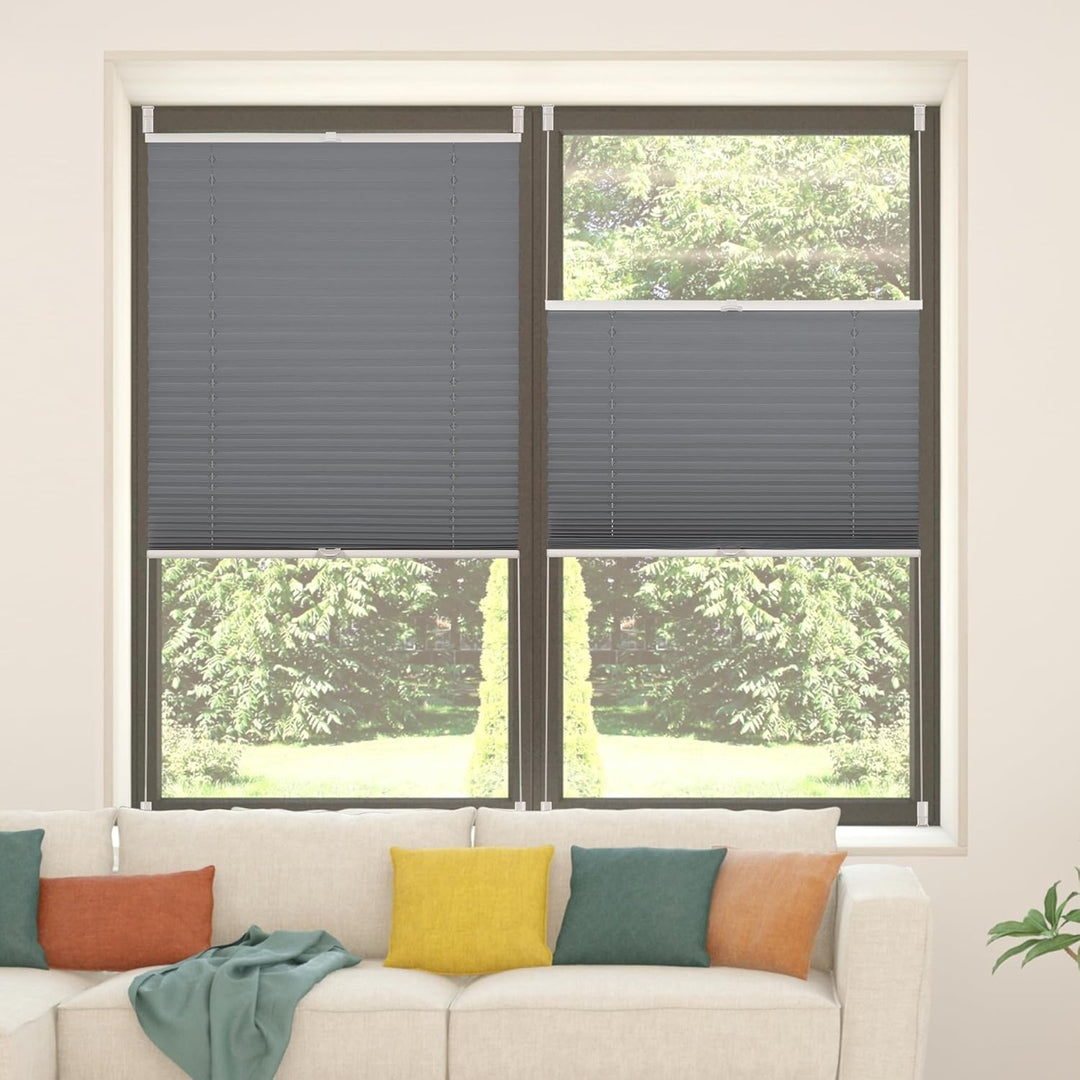 Allesin Plissee ohne Bohren Plissees Klemmfix Anthrazit 40x80cm(BxH), Plisseerollo Faltrollo mit Kle