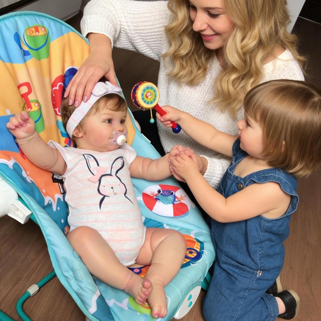 Zero pam Reborn Baby Mädchen Vollsilikon 20 Zoll 50 cm Süss Lächeln Lebensecht Mädchen Augen Auf, Pu