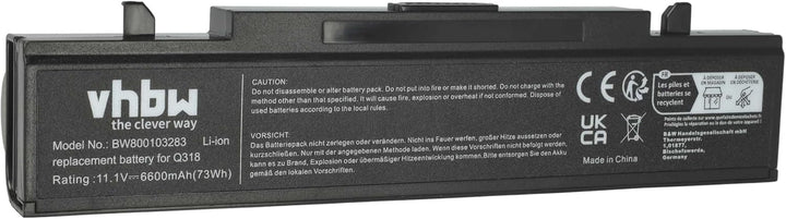 vhbw Li-Ion Akku 6600mAh (11.1V) schwarz kompatibel mit Notebook Laptop Samsung RV410, RV415, RV509,