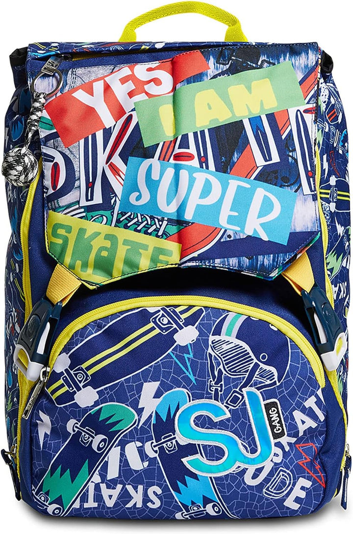 SJ Rucksack, Schulranzen für Grundschule, ab 1. Klasse, Erweiterbarer Schulranzen, Extra Volumen; Ge