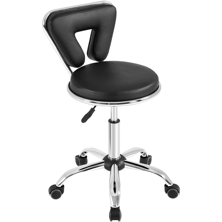 Yaheetech Rollhocker mit Rückenlehne Höhenverstellbar 46,5-61cm Drehhocker mit Rollen 360° Drehbar B