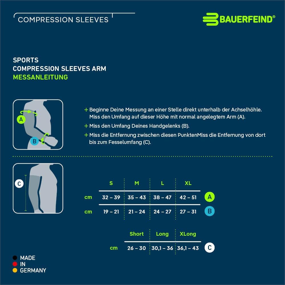 BAUERFEIND Arm Sleeve „Compression Sleeves Arm“, 1 Paar Armlinge, Armstulpen, M Lang, Weiss Weiss M