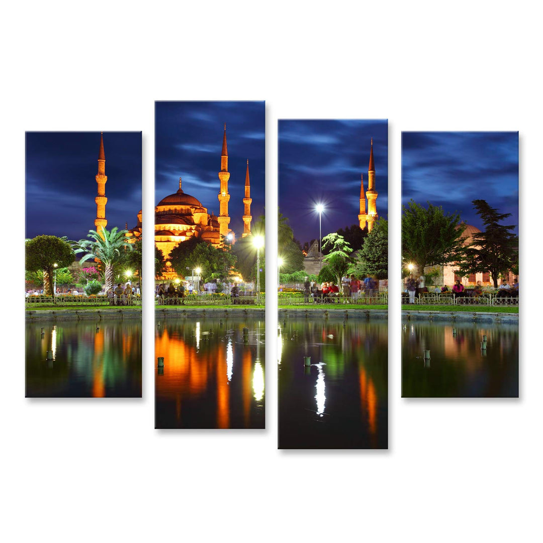 Bild Bilder auf Leinwand Blaue Moschee - Istanbul Türkei Wandbild Poster Leinwandbild Raj 130x80cm -