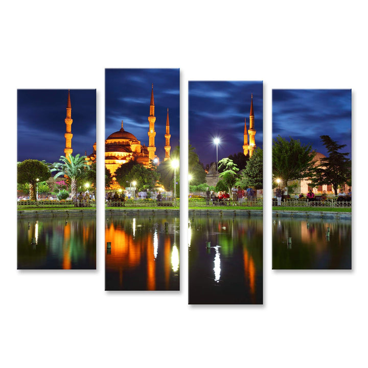 Bild Bilder auf Leinwand Blaue Moschee - Istanbul Türkei Wandbild Poster Leinwandbild Raj 130x80cm -