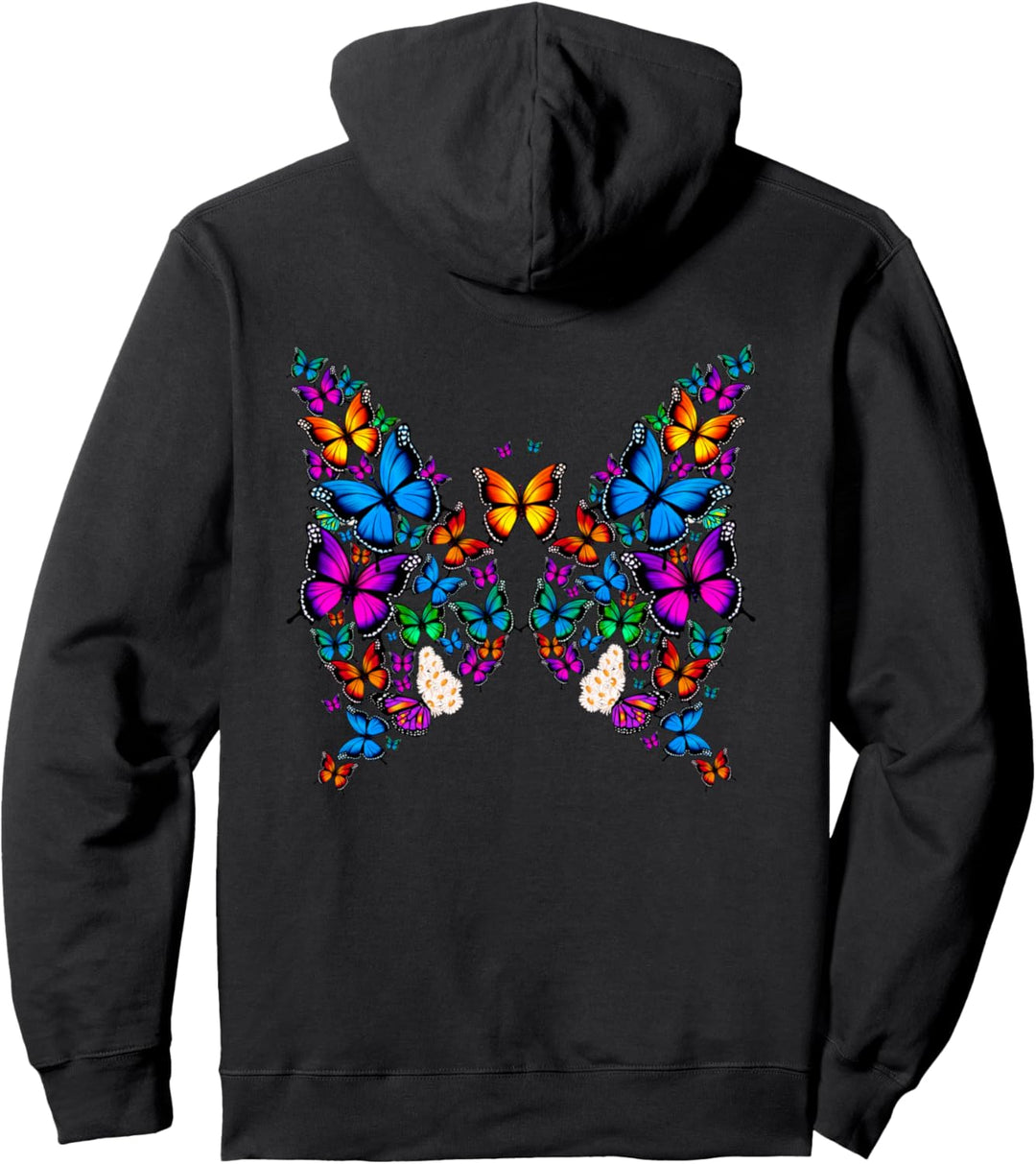 Frau Mädchen Schmetterlinge Gänseblümchen bunt Pullover Hoodie
