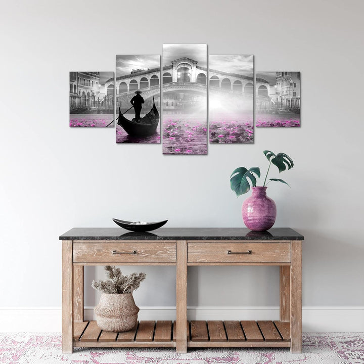 Runa Art Wandbilder Venedig Italien 5 Teilig Bild auf Vlies Leinwand Deko Wohnzimmer Schlafzimmer St