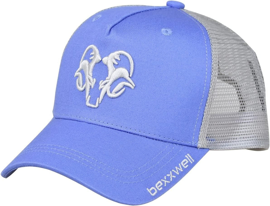 Bexxwell Trucker Cap blau/grau mit 3D Logo-Stickerei (optimale Passform, Kappe, Blue, Grey, Truckerc