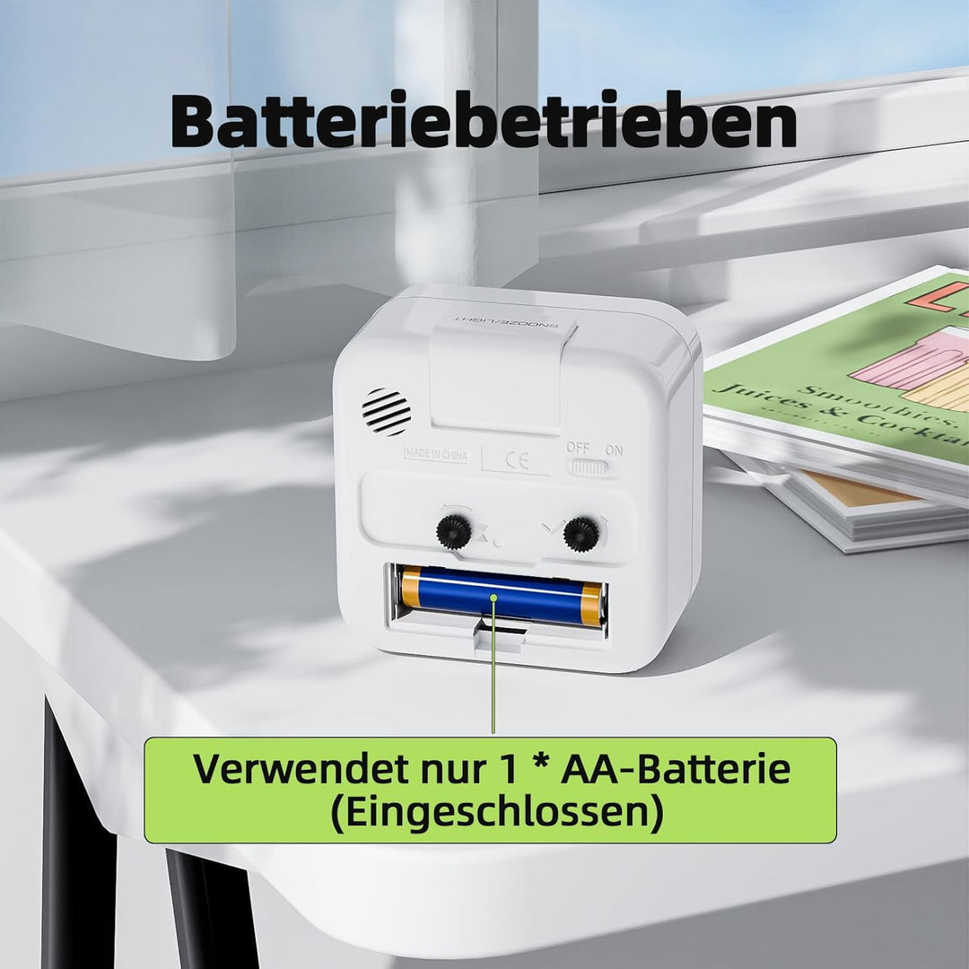 Wecker Analog Ohne Ticken Wecker mit Licht, Batteriebetrieben, Lauter Alarm, Schlummerfunktion, Gerä