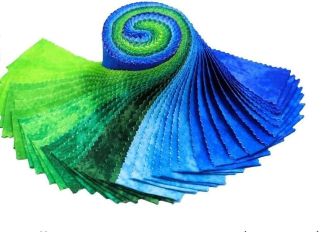 CraftsFabrics 6,3 x 112,7 cm, 20 Stück, blaue und grüne Streifen, 100 % Baumwolle, vorgeschnittener