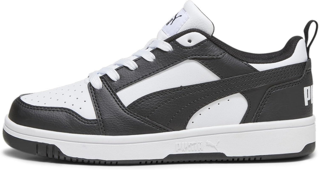 PUMA Unisex Kinder Rebound V6 Lo Jr Sneaker 35.5 EU Puma White Puma Black, 35.5 EU Puma White Puma B
