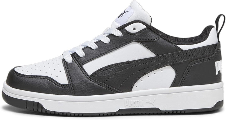 PUMA Unisex Kinder Rebound V6 Lo Jr Sneaker 35.5 EU Puma White Puma Black, 35.5 EU Puma White Puma B