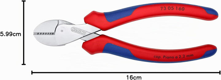 Knipex X-Cut® Kompakt-Seitenschneider hochübersetzt verchromt, mit Mehrkomponenten-Hüllen 160 mm 73